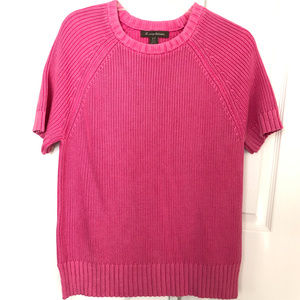 Tommy Bahama Pink Short Sleeves Cotton Sweater/Top Size S